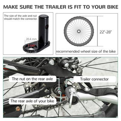 PawHut Steel Dog Bike Trailer Pet Cart Carrier for Bicycle Kit Water Resistant with Hitch Coupler Travel Black and Red 