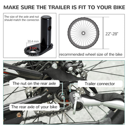 PawHut Steel Dog Bike Trailer Pet Cart Carrier for Bicycle Kit Water Resistant with Hitch Coupler Travel Black and Red 