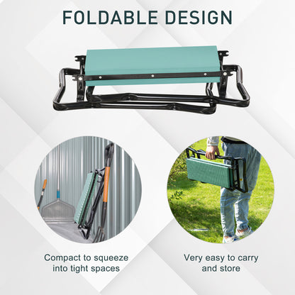 Outsunny 2 In 1 Garden Kneeler Seat Kneeling Pad Support Bench Foldable Knee Protector, Green 