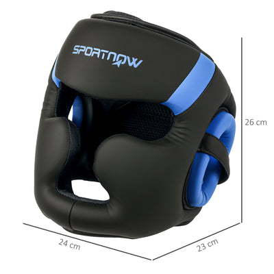 SPORTNOW Boxing Headguard, Boxing Headgear Helmet with Adjustable Strap for Full Face Protection for Kickboxing Sparring Martial Arts Karate Taekwondo, Blue 
