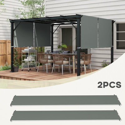 Outsunny 2 Pcs UV Protection Pergola Replacement Canopy, Pergola Shade Cover, Easy to Install, for 3 x 3(m) Pergola, Dark Grey 
