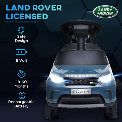 AIYAPLAY 2-in-1 Land Rover Licensed 6V Kids Electric Ride On Car, Sliding Car w/ Headlights, Music, for 18-60 Months, Light Blue 
