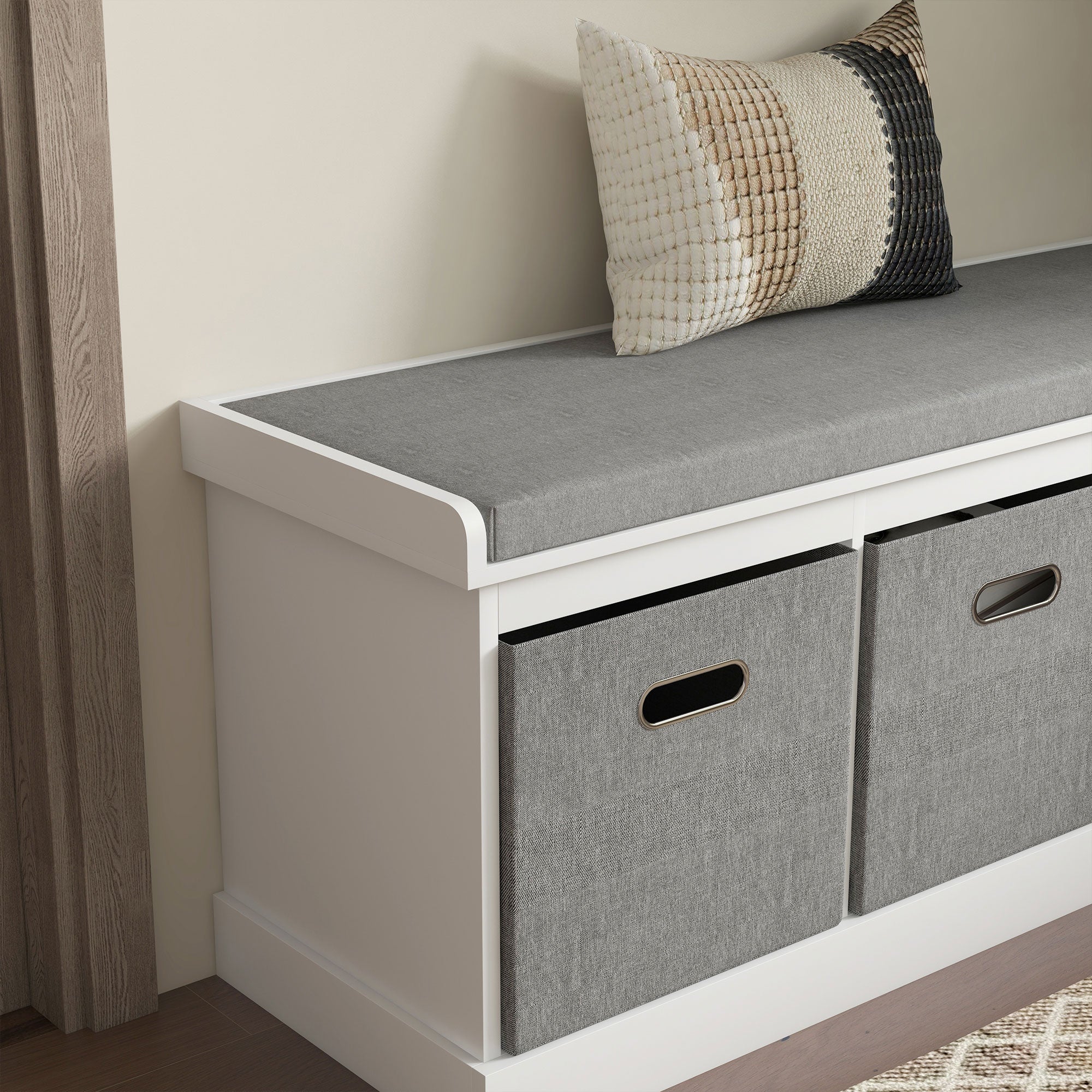 HOMCOM Three-Drawer Shoe Storage Bench, with Padded Top Seat - White 