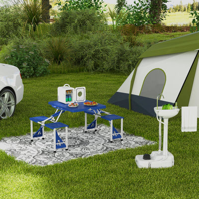 Outsunny Camping Portable Handwash Sink w/ Towel Holder & Soap Dispenser Rolling Wheels Outdoor Drainage Equipment 