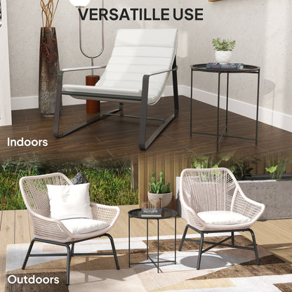 Outsunny Steel Removable Tray Top Garden Table - Black 