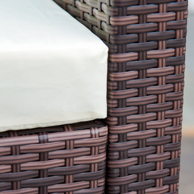 Outsunny 4-Seater Rattan Sofa Set Garden Outdoor Sectional Sofa Coffee Table Combo Patio Furniture-Brown 