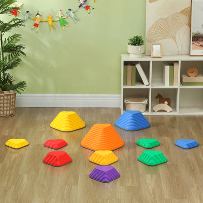 AIYAPLAY 11-Piece Heart-Shaped Kids Balance Stepping Stones and Motor Skills, Multicoloured 
