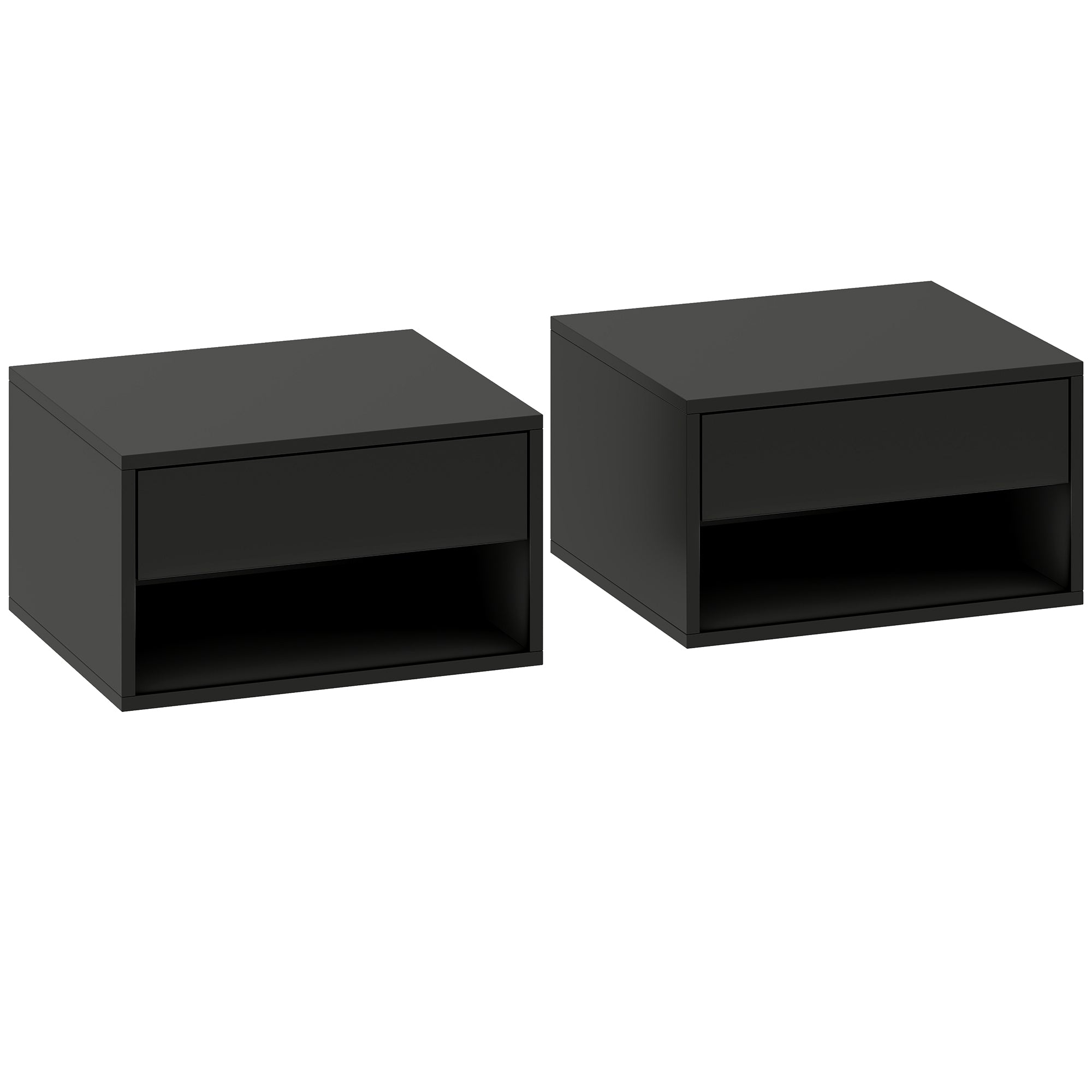 HOMCOM Floating Bedside Tables Set of 2, Wall Mounted Nightstand, Black 