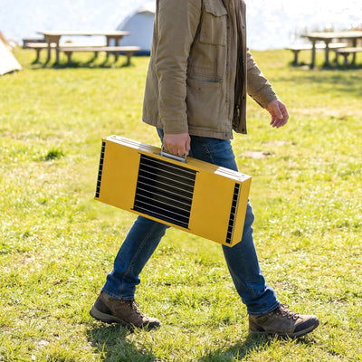 Outsunny Portable BBQ Grill, Foldable Charcoal Grill for Camping and Picnics with 2 Side Shelves and Handle, Yellow 