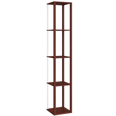HOMCOM RGB LED Floor Lamp with Shelves, Modern Dimmable Standing Lamp with Remote Control, Adjustable Brightness & Speed for Living Room, Bedroom, Office, Brown 