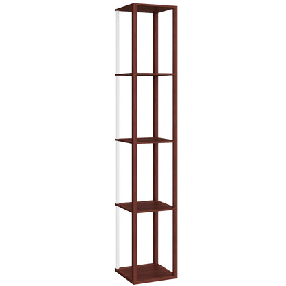 HOMCOM RGB LED Floor Lamp with Shelves, Modern Dimmable Standing Lamp with Remote Control, Adjustable Brightness & Speed for Living Room, Bedroom, Office, Brown