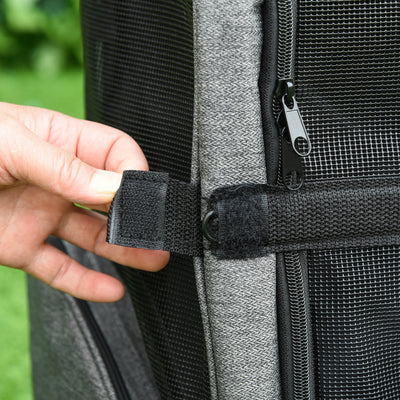 PawHut Pet Travel Backpack Bag Cat Puppy Dog Carrier w/ Trolley and Telescopic Handle Portable Stroller Wheel Luggage Bag (Grey) 