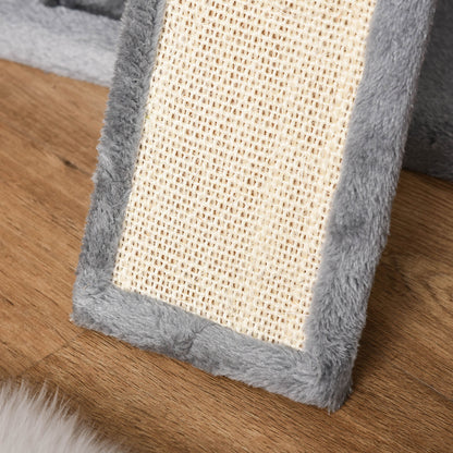 PawHut Cat Tree Tower for Indoor Cats, 111cm Kitten Activity Centre with Scratching Post Pad Hammock Condo Bed Ball Toy, Grey 