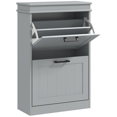HOMCOM Two-Drawer Minimalistic Shoe Storage Cabinet, for 10 Shoes, Grey 