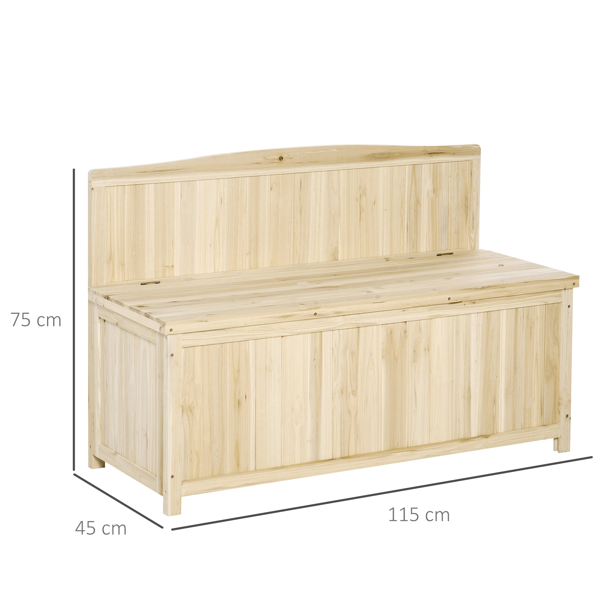 Outsunny Wood Storage Bench for Patio Furniture, Outdoor Garden Seating Tools 