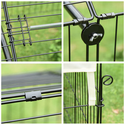 PawHut Metal Rabbit Run Playpen, Guinea Pig Cage, 220 x 103 x 103 cm, Beige 