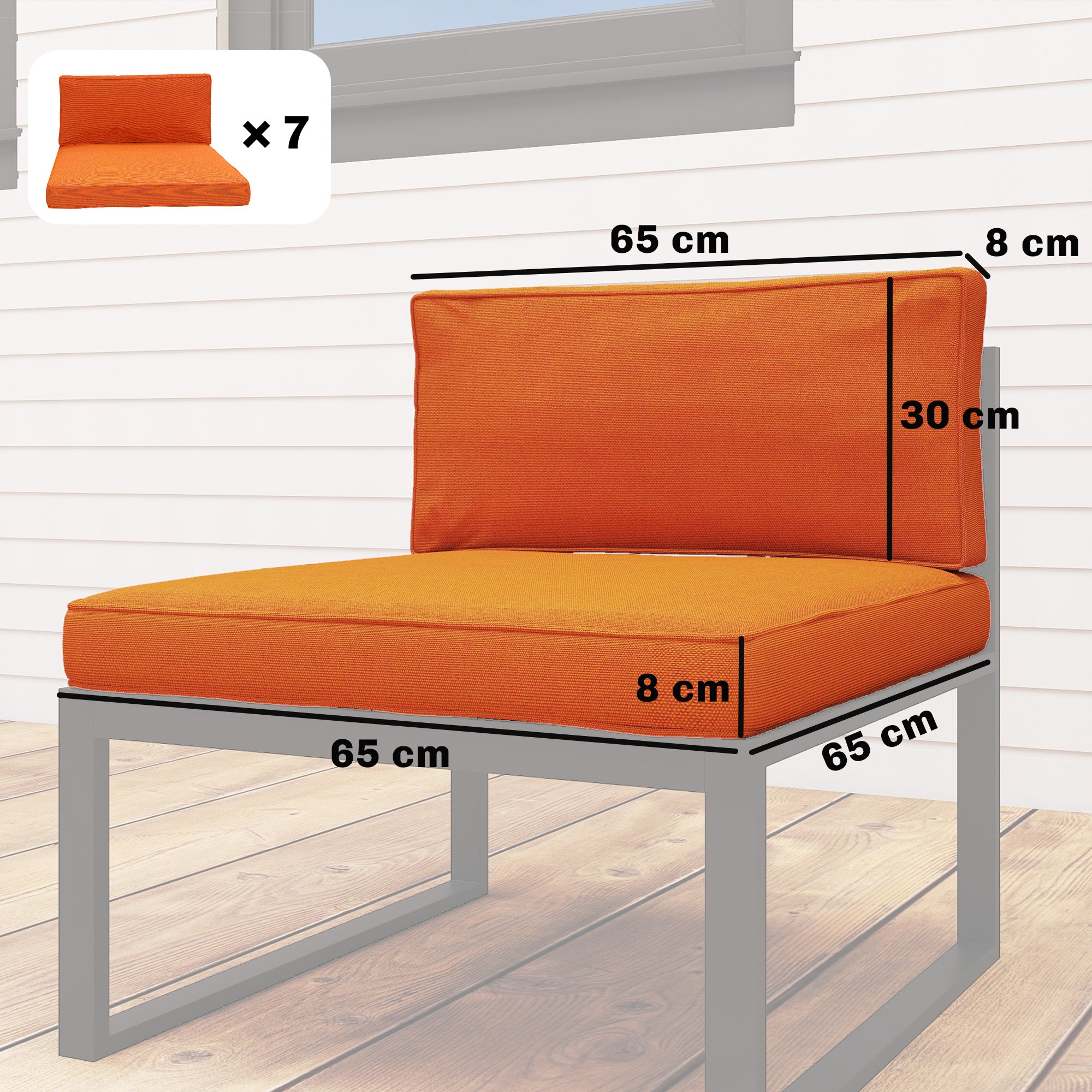 Outsunny 14-piece Dining Set Cushions - Orange 