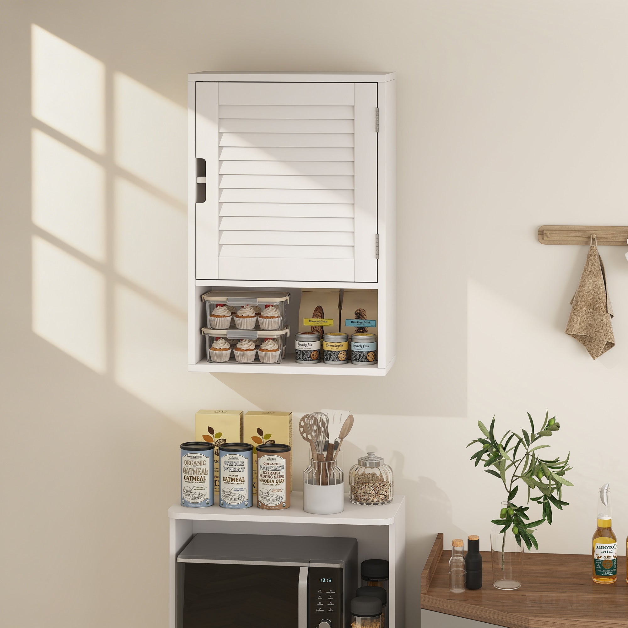 HOMCOM Bathroom Cabinet, Wall Mounted Storage Cabinet with Adjustable Shelves, 40 x 20 x 60 cm, White 