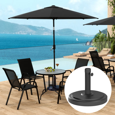 Outsunny 22kg Garden Parasol Base, Round HDPE Sun Umbrella Base, Heavy Duty Outdoor Umbrella Stand for 38mm or 48mm Outdoor Umbrella Poles, Black 