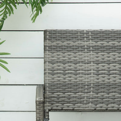 Outsunny 2 Seater Poly Rattan Garden Bench, All Weather Wicker Garden Loveseat, Outdoor Seating Bench with 240 Load Capacity, Backrest and Armrests for Patio, Terrace, Balcony, Grey 