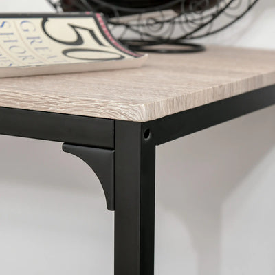 HOMCOM 3 Pcs Table Stool Set Industrial Design w/ Metal Frame Oak Tone MDF Panels Minimal Compact Beautiful 