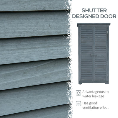 Outsunny 39.5 x 79cm Fir Wood Garden Shed - Grey 