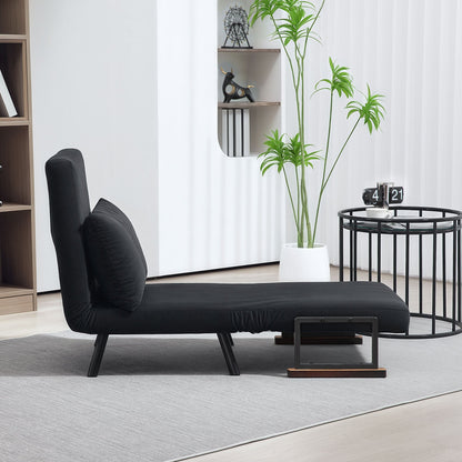 HOMCOM 4-in-1 Velvet-Feel Single Chair Bed, with Pillow - Black 