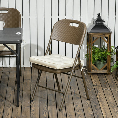 Outsunny Set of 4 Garden Seat Cushion with Ties, 42 x 42cm Replacement Dining Chair Seat Pad, Cream White 
