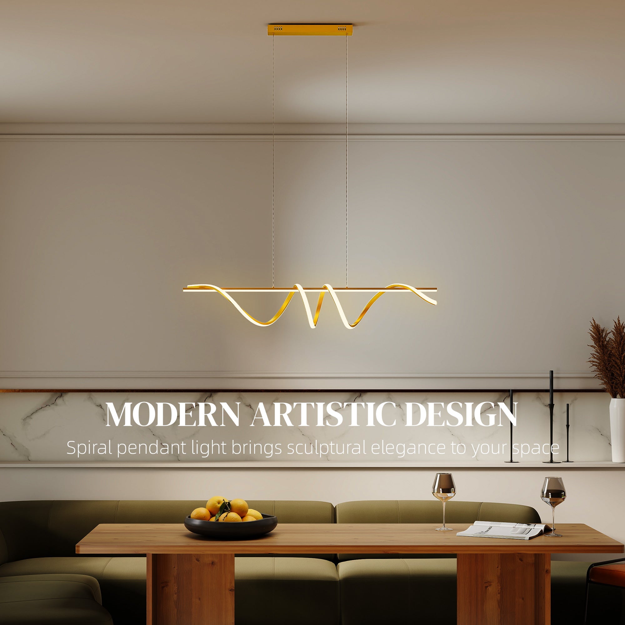 HOMCOM Pendant Light with 3 Colour Temperatures - Gold Tone 