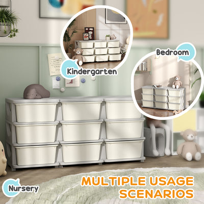 HOMCOM Kids Storage Unit, with Nine Drawers - Cream 