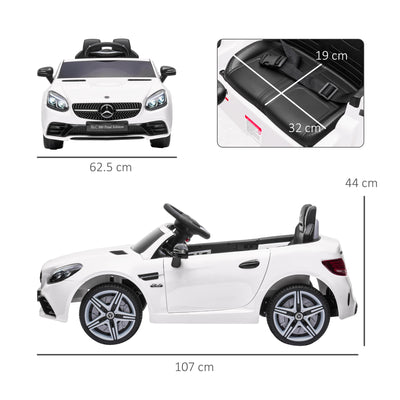 AIYAPLAY Benz SLC 300 Licensed 12V Electric Car for Kids, Kids' Electric Ride on with Parental Remote, Music Lights, Suspension Wheels for 3-6 Years, White 