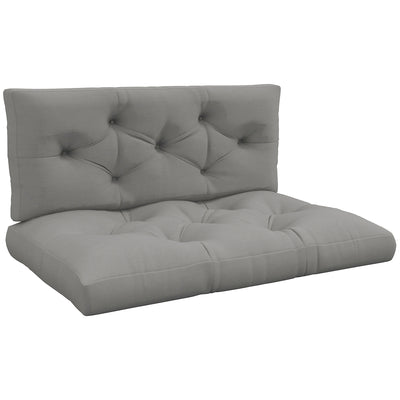 Outsunny 2 Seater Pallet Seat Cushions Back Pillows Replacement, Patio Chair Cushions Set for Indoor Outdoor, Light Grey 
