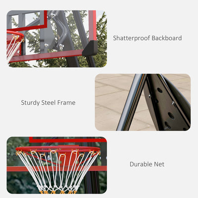 SPORTNOW 2.4-2.9m Adjustable Basketball Hoop and Stand with Weighted Base, Portable on Wheels, Red 
