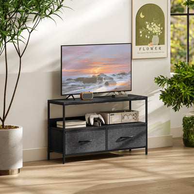 HOMCOM TV Stand Cabinet with 2 Foldable Drawers - Black 