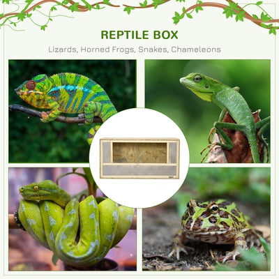 PawHut Reptile Terrarium Vivarium Habitat w/ Transparent Sliding Doors, Breathable Mesh, for Lizards, Horned Frogs, Snakes and Chameleons, 80 x 40 x 40 cm 