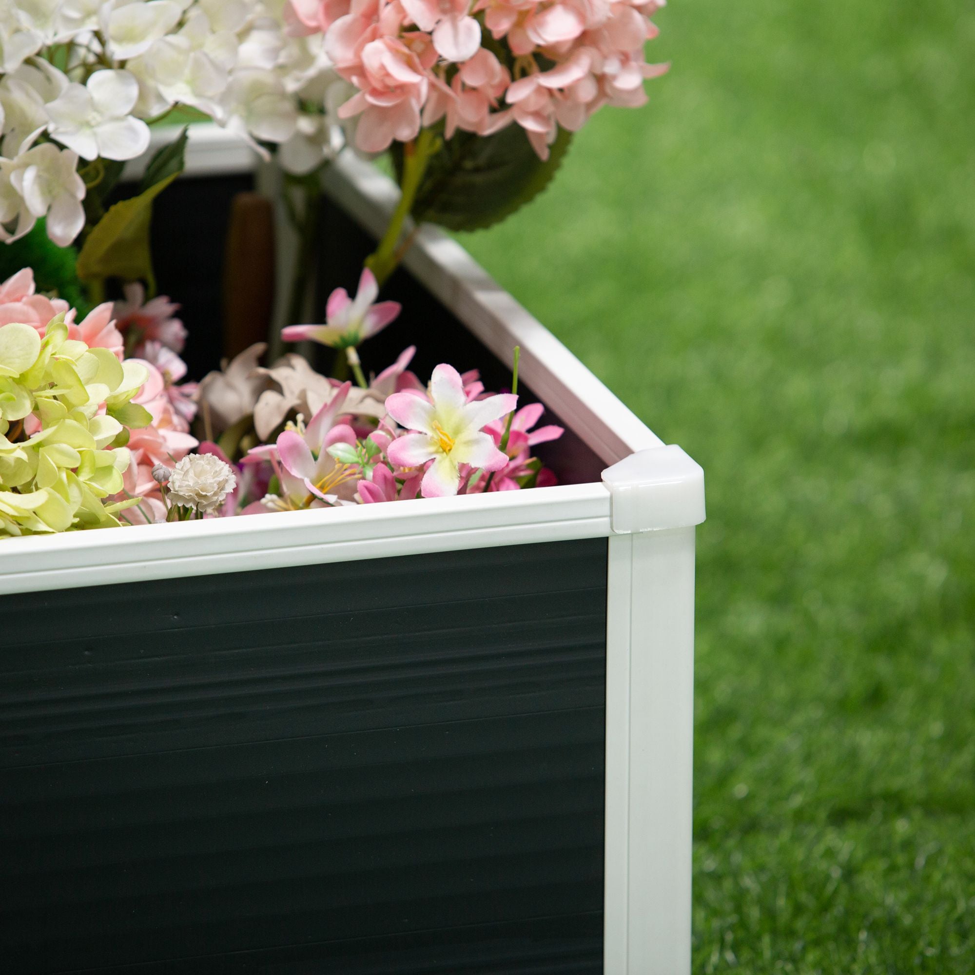 Outsunny 96L Raised Garden Bed, Weather-resistant PP Planter Box Containers for Outdoor Patio Plant Flower Vegetable, 60 x 60 x 30 cm 