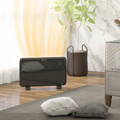 HOMCOM 1.2kW Freestand/On-Wall Electric Convector Heater, with Adjustable Thermostat - Black 