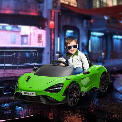 AIYAPLAY McLaren 765LT Licensed 12V Kids Electric Ride on Car with Butterfly Doors, Remote Control, Transport Wheels, Green 