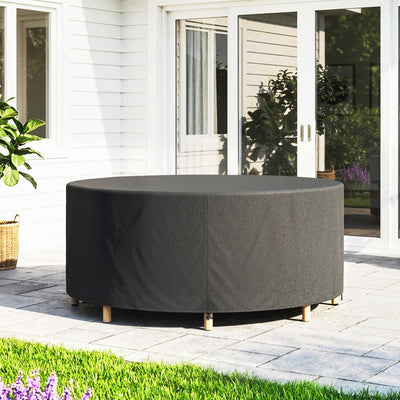 Outsunny Round Garden Furniture Cover, Waterproof Garden Table Cover, 420D Heavy Duty Oxford for Outdoor, Dia.214 x 70 cm, Black 