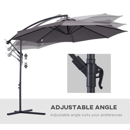 Outsunny Cantilever Umbrella Parasol Hanging Banana Steel Dark Grey 3M Patio 
