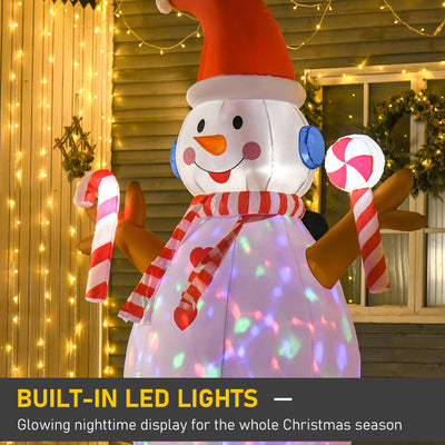 HOMCOM 8ft Christmas Inflatable Snowman with Candy, Rotating Lighted for Home Indoor Outdoor Garden Lawn Decoration Party Prop 