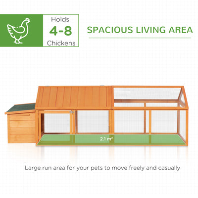PawHut Wooden Chicken Coop with Nesting Box, Openable Roof, for 4-8 Chickens 