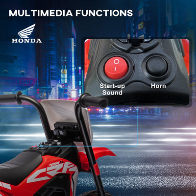 HOMCOM 6V Kids Motorbike, Three-Wheel Kids Electric Bike with Horn, Startup Sound for Ages 18-36 Months - Red 