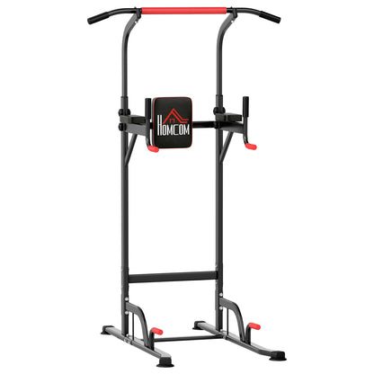HOMCOM Power Tower Station with Dip Stand, Pull Up Bar Home Office Gym Training Workout Equipment 
