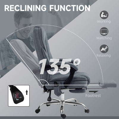 Vinsetto Massage Office Chair, Heated Reclining Computer Chair with Adjustable Height and Footrest, Dark Grey 