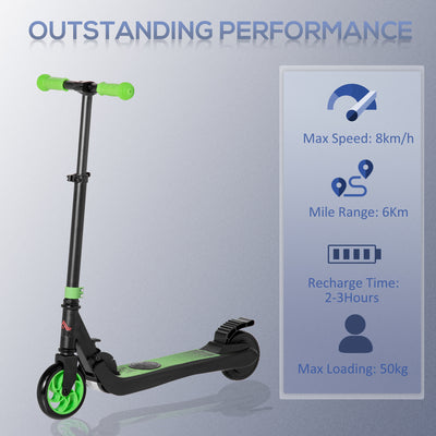 HOMCOM Folding Electric Scooter with Brake, for Ages 6+ Years, 8km/h Maximum Speed, Green 