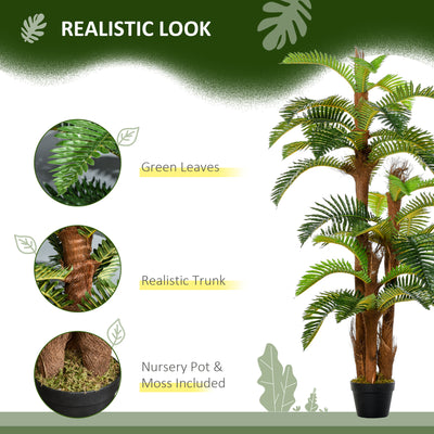 Outsunny Artificial Plant Tropical Palm in Pot, Fake Plants for Home Indoor Outdoor Decor, 150cm, Green 