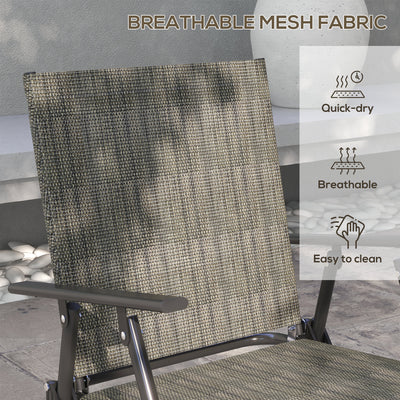 Outsunny Outdoor\'c2\'a04 Pieces Patio Furniture Set with Breathable Mesh Fabric\'c2\'a0Seat & Backrest,\'c2\'a0Garden Set with Two Foldable Armchairs, a Loveseat &\'c2\'a0Glass\'c2\'a0Top\'c2\'a0Table, Mixed Brown 