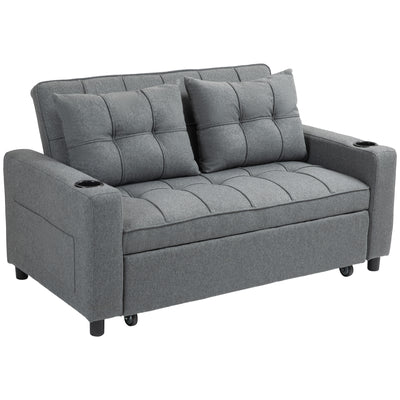 HOMCOM Two-Seater Pull-Out Sofa Bed - Charcoal Grey 