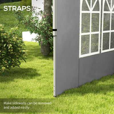 Outsunny Gazebo Side Panels, Sides Replacement with Window for 3x3(m) or 3x4m Pop Up Gazebo, 2 Pack, Grey 